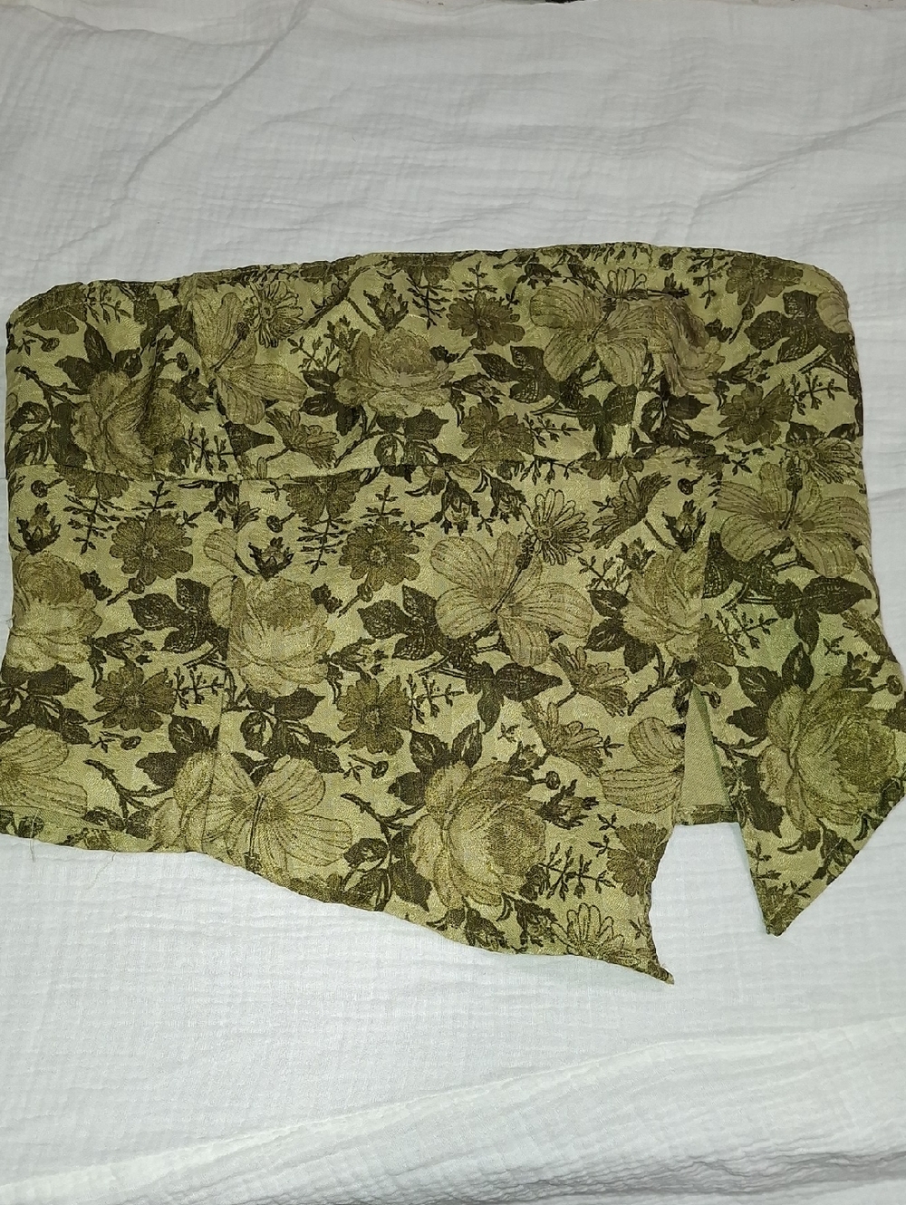 Cider Olive Green Floral Strapless Top